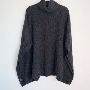 100% Cashmere Charcoal Gray Ribbed Poncho by Ann Taylor M/L